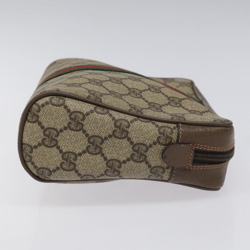 GUCCI GG Supreme Web Sherry Line Clutch Bag PVC Beige Red 89 01 012 Auth th5649 - Picture 3 of 16